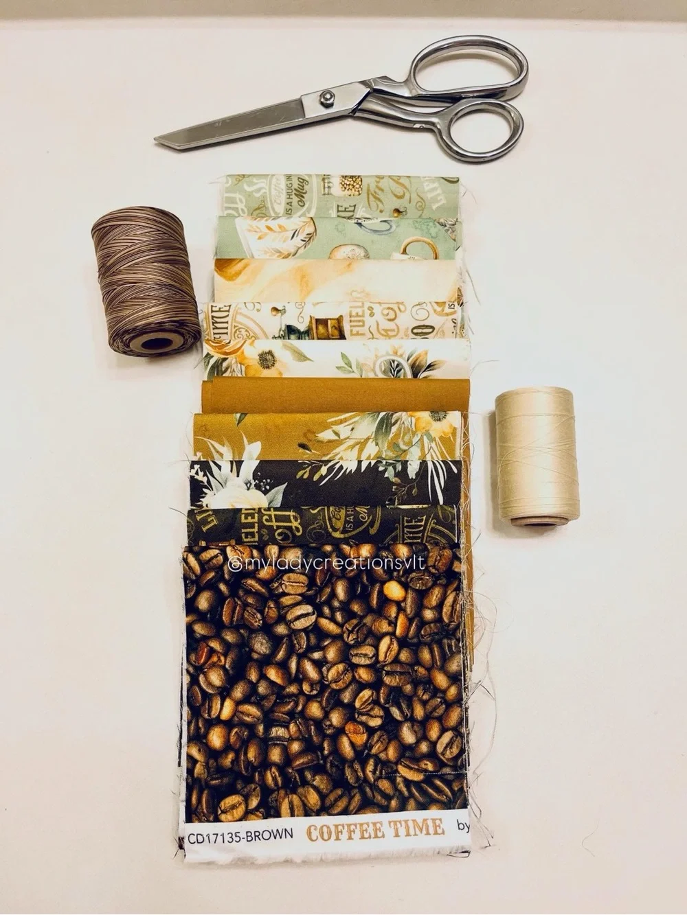 Starbucks Inspired Coffee Floral Cream Sage Brown Handmade Scrunchies